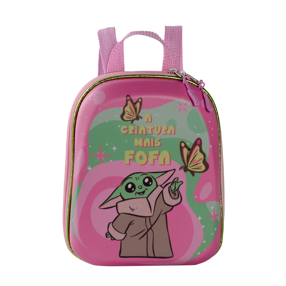 MOCHILA INFANTIL STAR WARS GROGU ROSA
