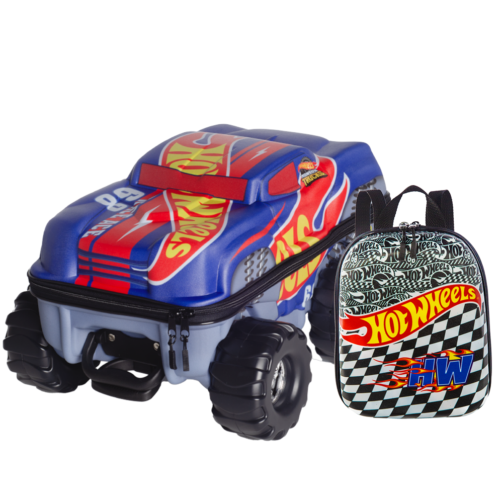 KIT MALA E MOCHILA INFANTIL HOTWHEELS RAC...